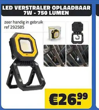 Bouwcenter Frans Vlaeminck Led verstraler oplaadbaar 7w - 750 lumen aanbieding