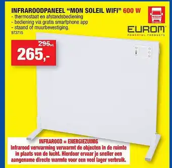 Hubo Infraroodpaneel mon soleil wifi 600w aanbieding