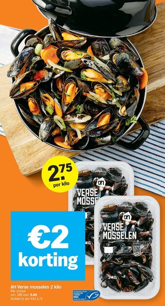 Albert Heijn AH Verse mosselen 2 kilo aanbieding
