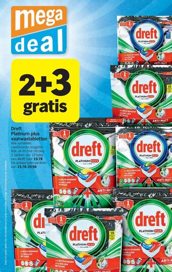 Albert Heijn Dreft Platinum plus vaatwastabletten aanbieding