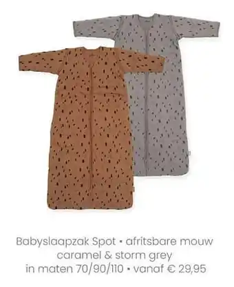 Baby & Tiener Babyslaapzak spot - afritsbare mouw caramel & storm grey in maten aanbieding