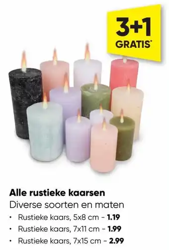 Big Bazar Alle rustieke kaarsen 5x8CM 3+1 gratis aanbieding