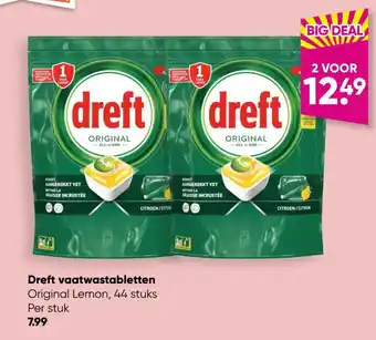 Big Bazar Dreft vaatwastabletten original lemon 44 stuks aanbieding