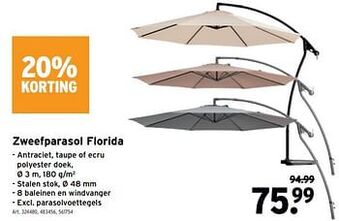 GAMMA Zweefparasol florida aanbieding