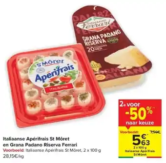 Carrefour Italiaanse Aperifrais St Moret en Grana Padano Riserva Ferrari aanbieding