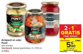 Carrefour Antipasti en azijn Ponti aanbieding