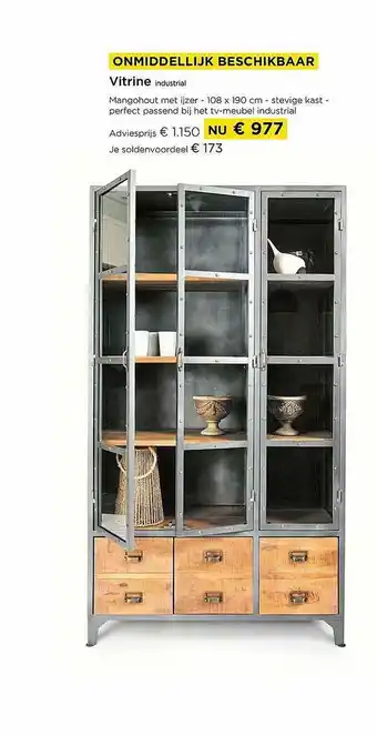 Onmiddellijk Beschikbaar Vitrine Industrial