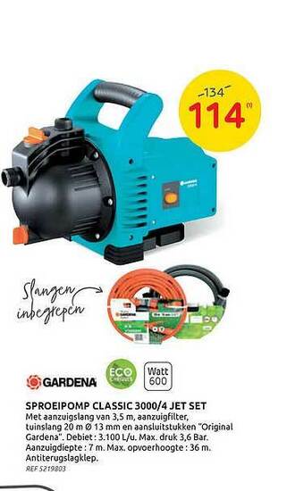 Brico Gardena Sproeipomp Classic 3000-4 Jet Set aanbieding