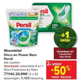 Carrefour Wasmiddel Discs en Power Bars Persil aanbieding