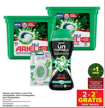 Carrefour Febreze, Ariel Pods en Lenor Fris Unstoppables, Active Unstoppables, Ariel Unstoppables aanbieding