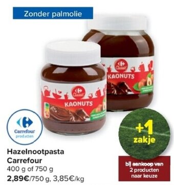 Carrefour Hazelnootpasta Carrefour aanbieding