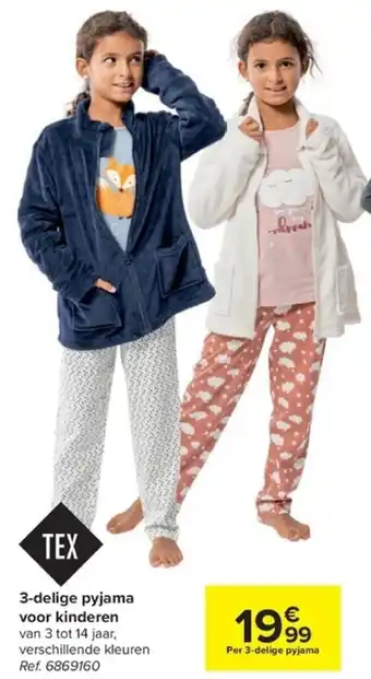 Carrefour TEX 3-delige pyjama voor kinderen aanbieding