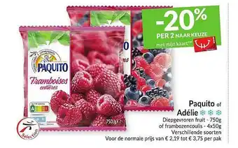 Intermarché Paquito Of Adélie Diepgevroren Fruit Of Frambozencoulis aanbieding