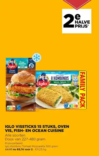 Jumbo Iglo Vissticks 15 Stuks , Oven Vis, Fish-en Ocean Cuisine Alle Soorten Doos van 227-480gram aanbieding