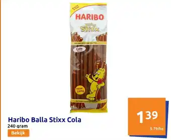 Action Haribo Balla Stixx Cola 240gram aanbieding