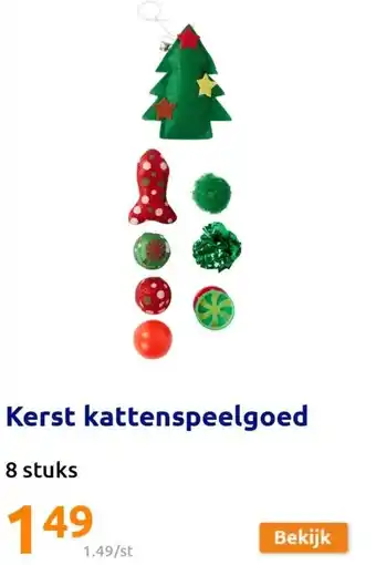 Action Kerst Kattenspeelgoed 8 Stuks aanbieding