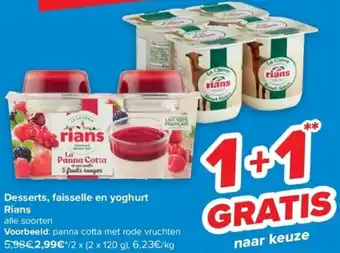 Carrefour Desserts, faisselle en yoghurt Rians aanbieding