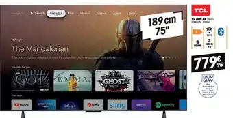 Electro Depot TCL TV UHD 4K 189CM 75" 75P631 - GOOGLE TV - 976054 aanbieding
