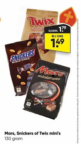 Mars, snickers of twix mini's