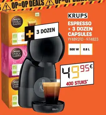 Electro Depot Krups Espresso + 3 Dozen Capsules YY4892FD - 974823 aanbieding