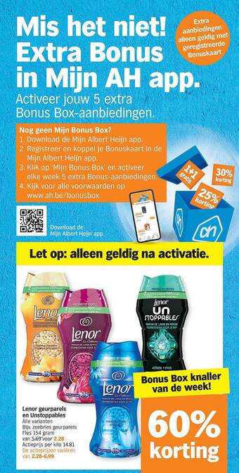 Albert Heijn Lenor geurparels en unstoppables aanbieding