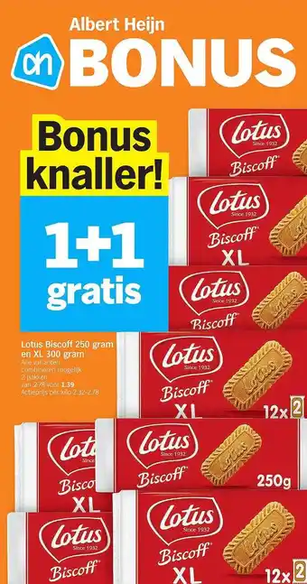 Albert Heijn Lotus biscoff 250 gram en xl 300 gram aanbieding