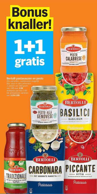 Albert Heijn Bertolli pastasauzen en pesto aanbieding