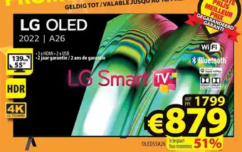 ElectroStock LG OLED 4K smart TV OLED55A26 aanbieding