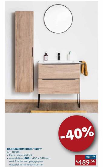 Zelfbouwmarkt Badkamermeubel mist aanbieding