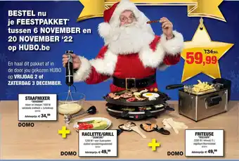 Hubo Domo staafmixer + domo raclette-grill + domo friteuse aanbieding