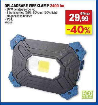 Hubo Oplaadbare werklamp 2400 lm aanbieding