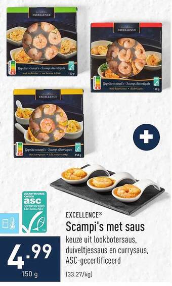 ALDI Excellence scampi's met saus aanbieding