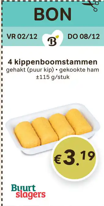 Bon Ap 4 kippenboomstammen gehakt (puur kip) ±115 G/stuk aanbieding