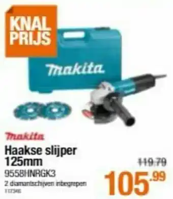 Cevo Makita haakse slijper 125mm 9558hnrgk3 aanbieding