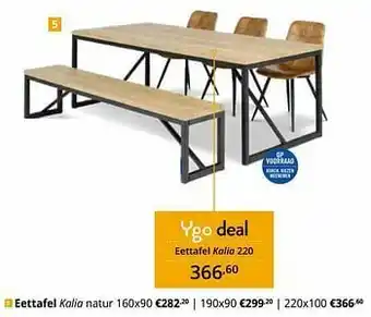 YGO Eettafel kalia 220 aanbieding