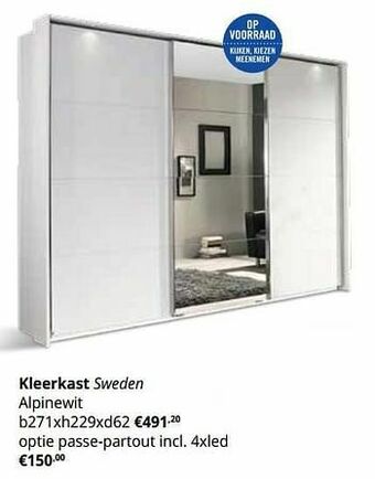 YGO Kleerkast sweden alpinewit aanbieding