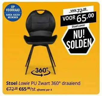 YGO Stoel lowie pu zwart 360° draaiend aanbieding