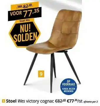 YGO Stoel wes victory cognac aanbieding