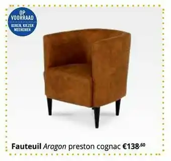 Fauteuil aragon preston cognac
