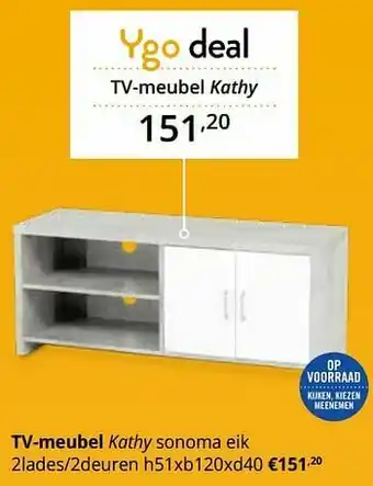 YGO Tv-meubel kathy sonoma eik 2lades-2deuren aanbieding