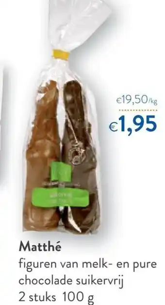OKay Matthe Figuren van Melk-en Pure Chocolade Suikervrij 2 Stuks 100g aanbieding