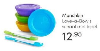 Baby & Tiener Munchkin love-a-bowls schaal met lepel aanbieding