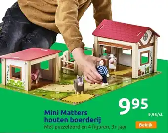 Action Mini Matters Houten Boerderij met Puzzelbord en 4 Figuren aanbieding