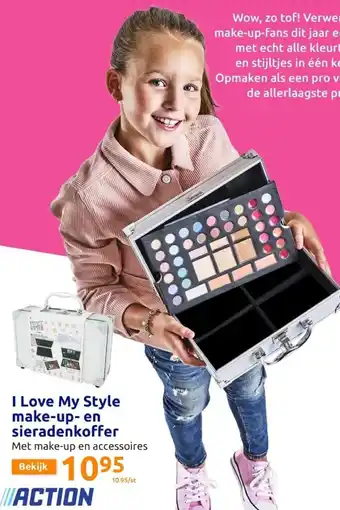 Action I Love My Style Make-Up Set en Sieradenkoffer aanbieding