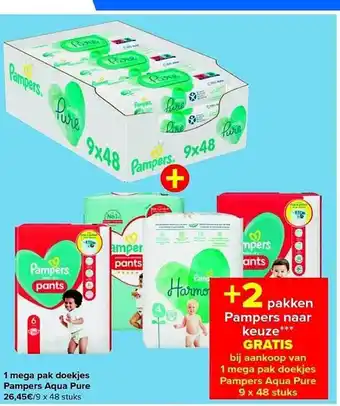 Carrefour 1 mega pak doekjes pampers aqua pure aanbieding