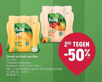 Delhaize Drank op basis van thee fuze tea aanbieding