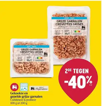 Delhaize Gekookte en gepelde grijze garnalen aanbieding