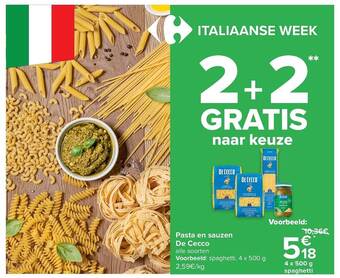 Carrefour Pasta en sauzen de cecco aanbieding
