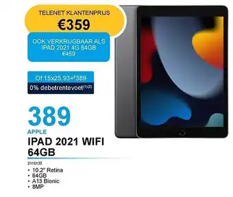 AUVA Apple ipad 2021 wifi 64gb aanbieding