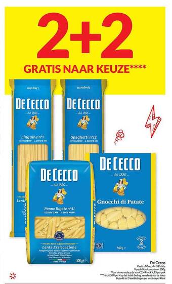 Intermarché De cecco pasta of gnocchi di patate aanbieding